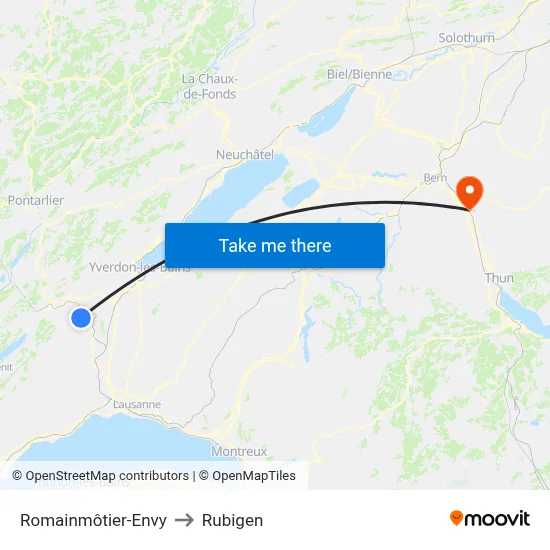 Romainmôtier-Envy to Rubigen map