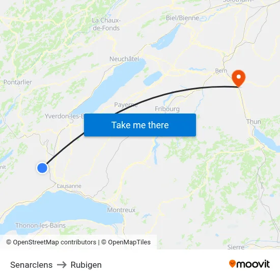 Senarclens to Rubigen map