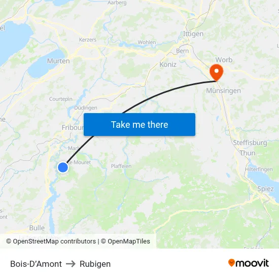 Bois-D’Amont to Rubigen map