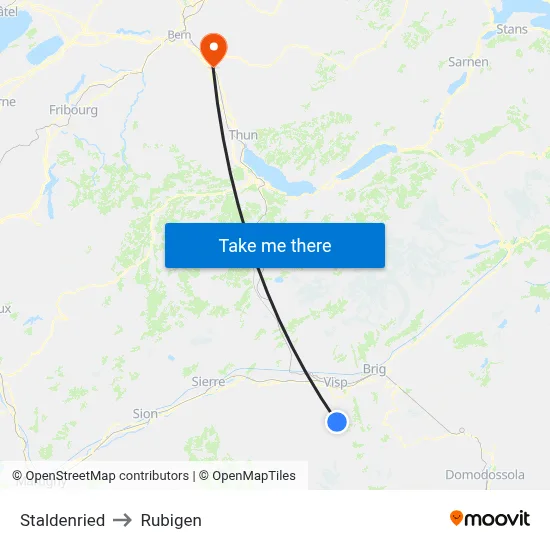 Staldenried to Rubigen map