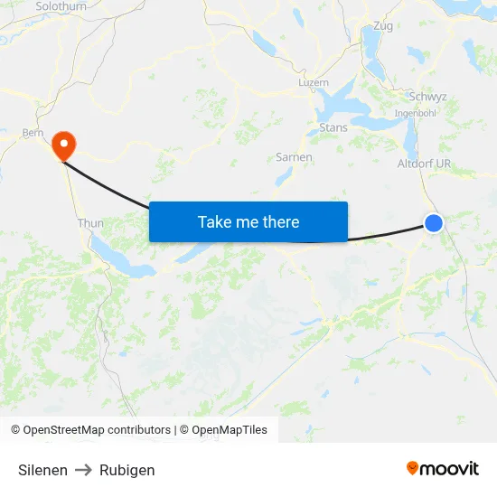 Silenen to Rubigen map
