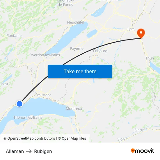 Allaman to Rubigen map