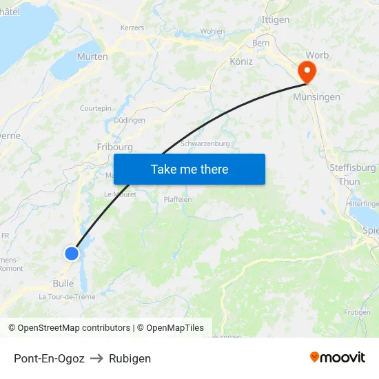 Pont-En-Ogoz to Rubigen map