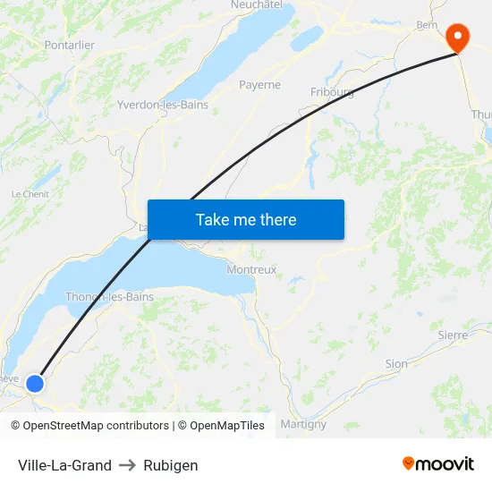 Ville-La-Grand to Rubigen map