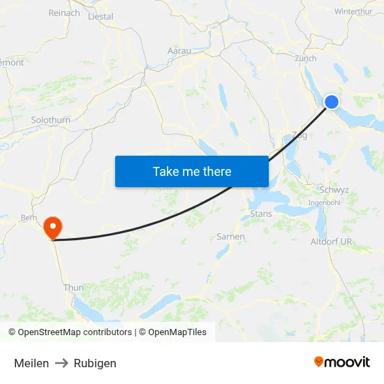 Meilen to Rubigen map