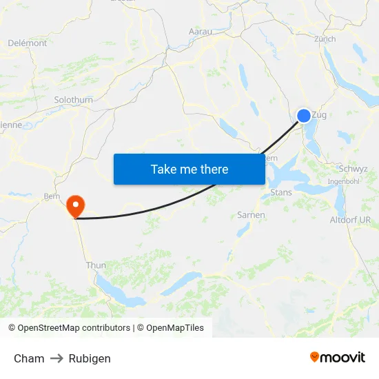 Cham to Rubigen map
