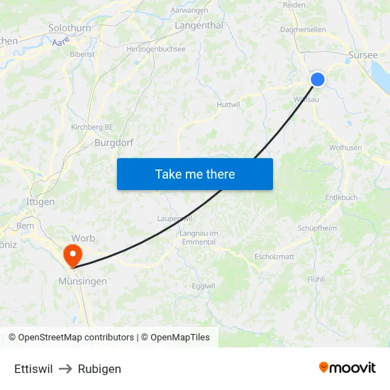 Ettiswil to Rubigen map