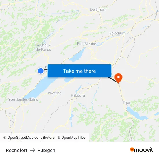 Rochefort to Rubigen map