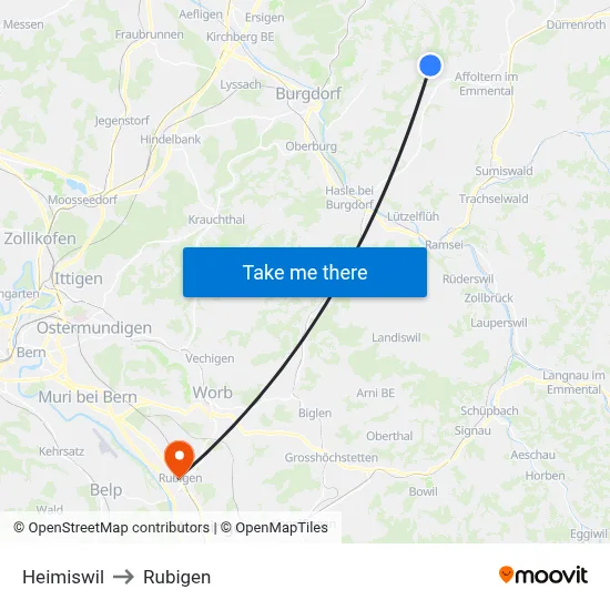 Heimiswil to Rubigen map