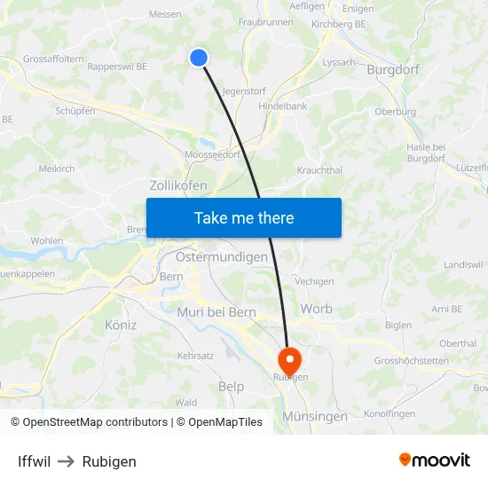 Iffwil to Rubigen map