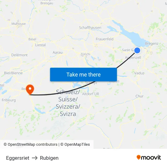 Eggersriet to Rubigen map