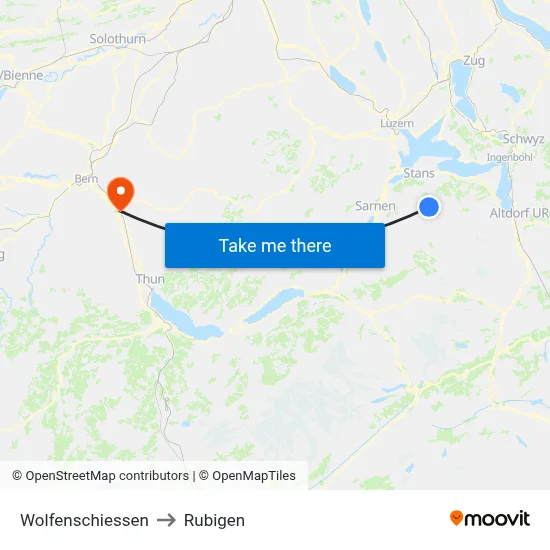 Wolfenschiessen to Rubigen map