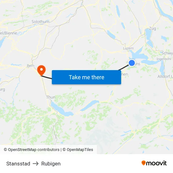 Stansstad to Rubigen map