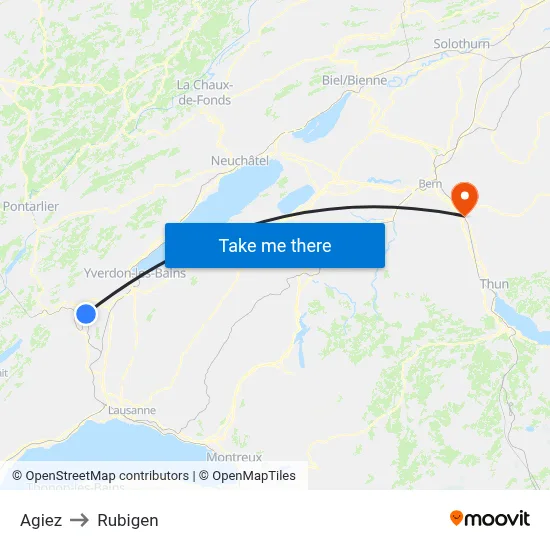 Agiez to Rubigen map
