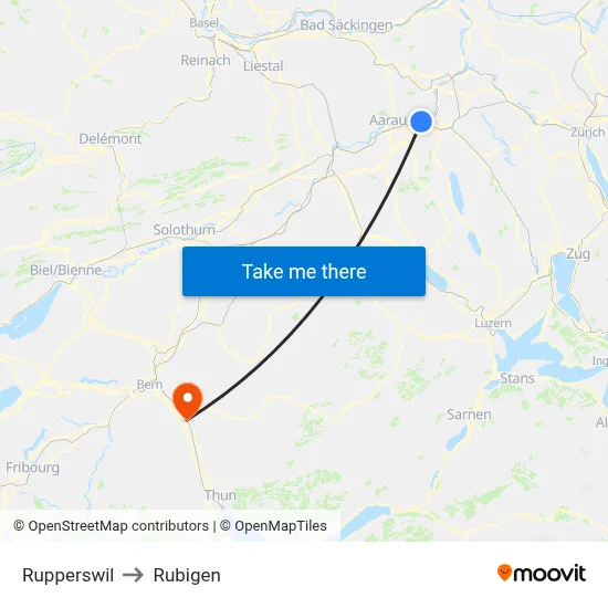 Rupperswil to Rubigen map