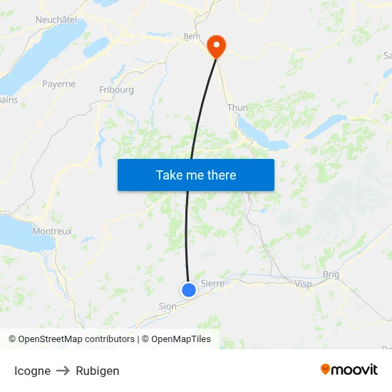 Icogne to Rubigen map