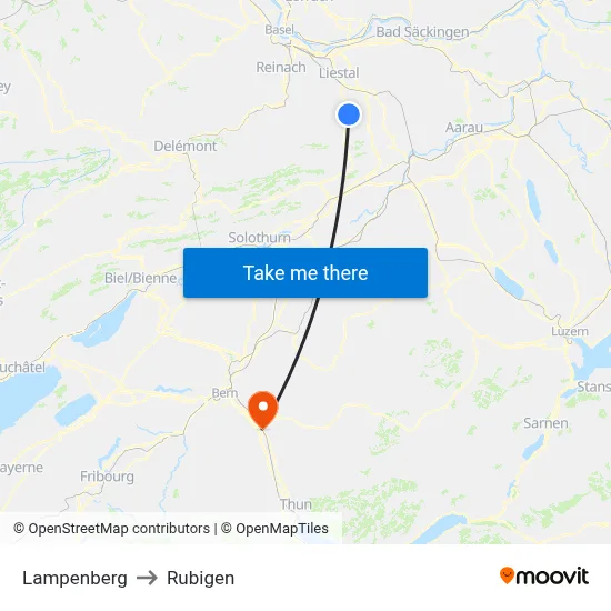Lampenberg to Rubigen map