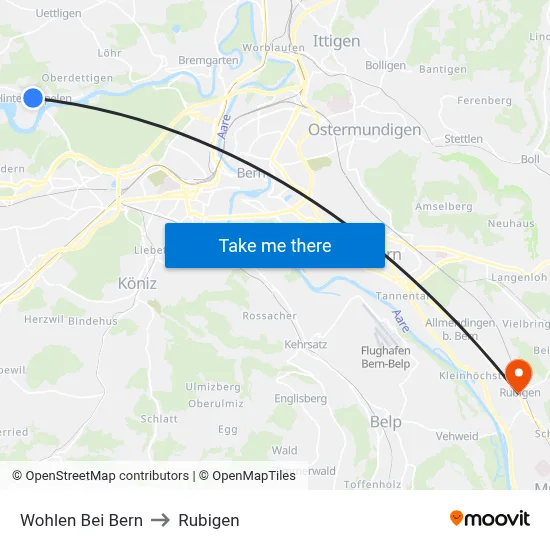 Wohlen Bei Bern to Rubigen map