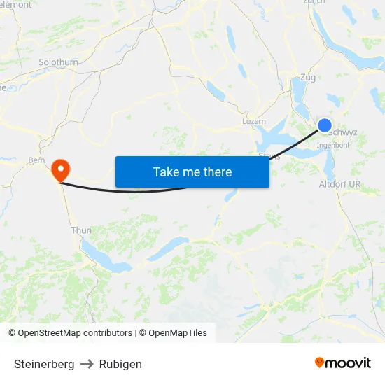 Steinerberg to Rubigen map