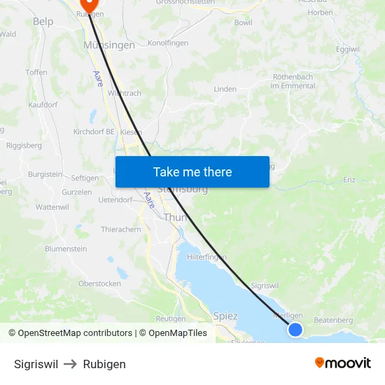 Sigriswil to Rubigen map