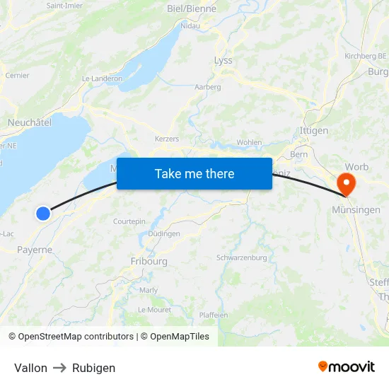 Vallon to Rubigen map