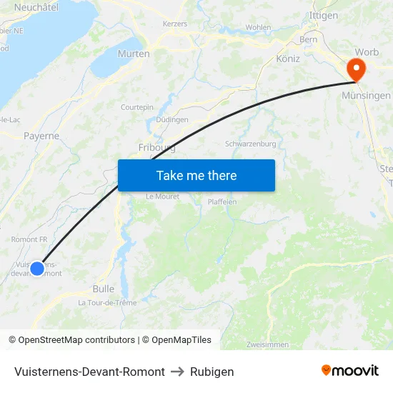 Vuisternens-Devant-Romont to Rubigen map
