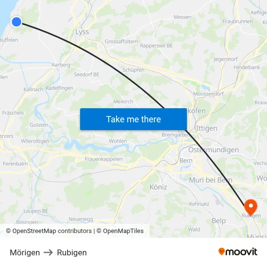 Mörigen to Rubigen map