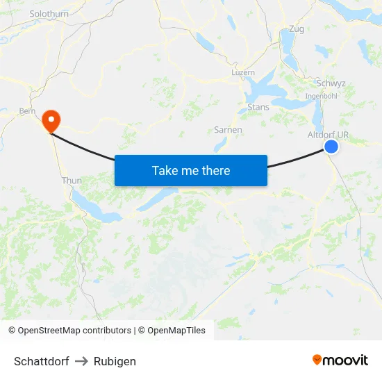 Schattdorf to Rubigen map