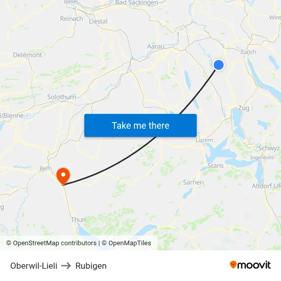 Oberwil-Lieli to Rubigen map