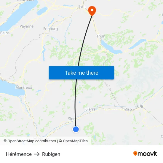 Hérémence to Rubigen map
