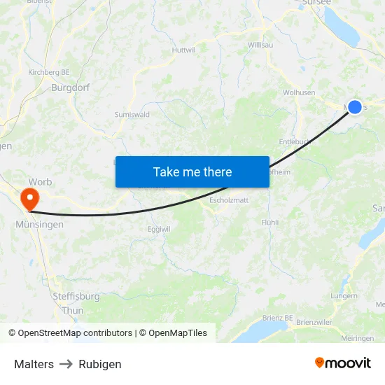 Malters to Rubigen map