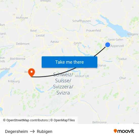Degersheim to Rubigen map