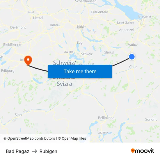 Bad Ragaz to Rubigen map