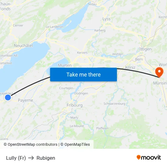 Lully (Fr) to Rubigen map