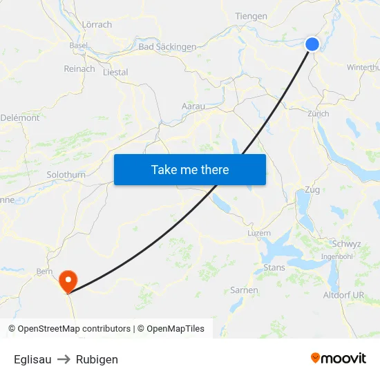 Eglisau to Rubigen map