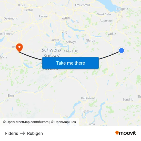 Fideris to Rubigen map