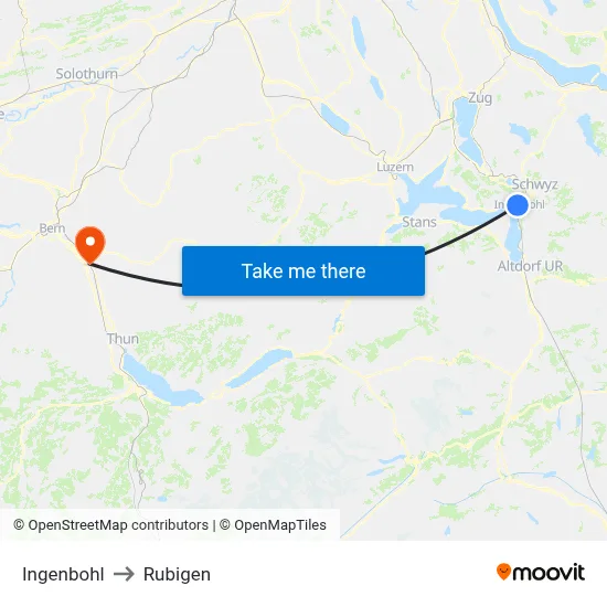 Ingenbohl to Rubigen map