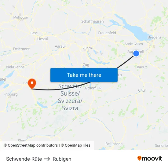 Schwende-Rüte to Rubigen map