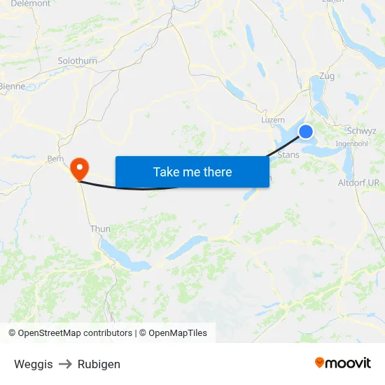 Weggis to Rubigen map