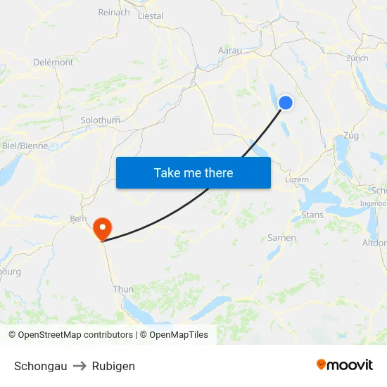Schongau to Rubigen map