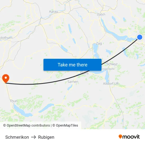 Schmerikon to Rubigen map