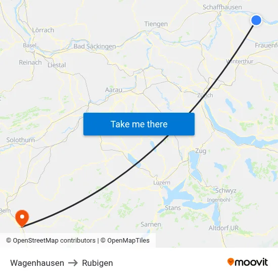 Wagenhausen to Rubigen map