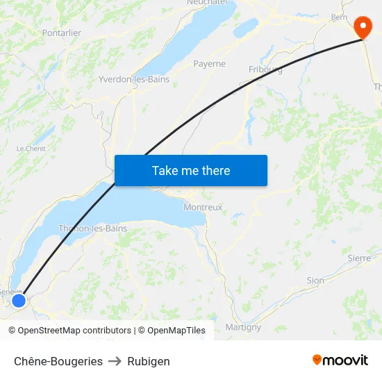 Chêne-Bougeries to Rubigen map