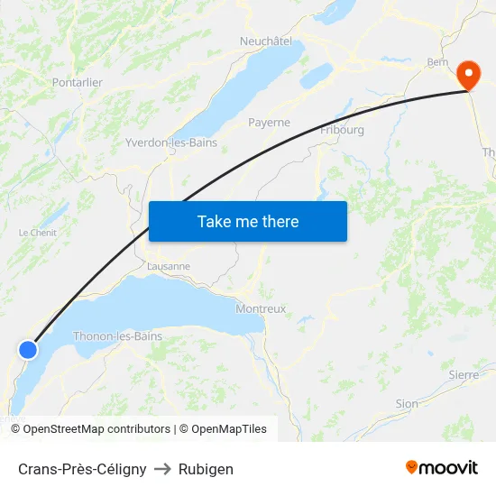 Crans-Près-Céligny to Rubigen map