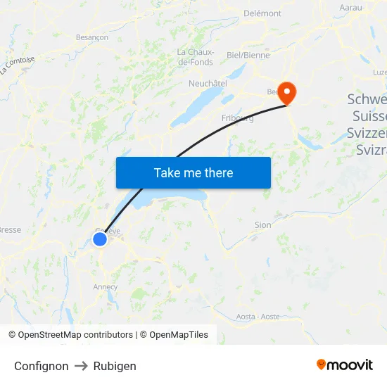 Confignon to Rubigen map