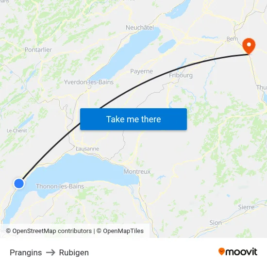 Prangins to Rubigen map