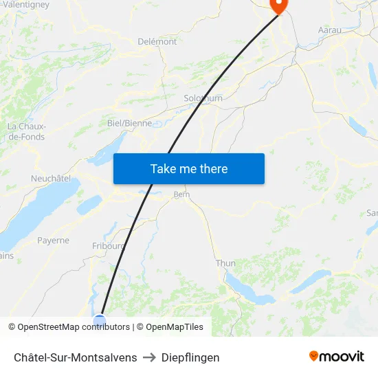 Châtel-Sur-Montsalvens to Diepflingen map