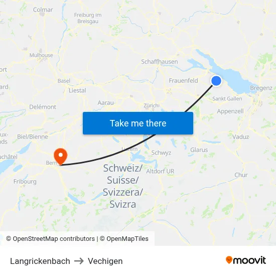 Langrickenbach to Vechigen map