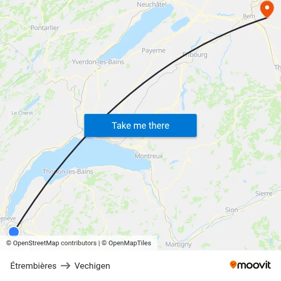 Étrembières to Vechigen map