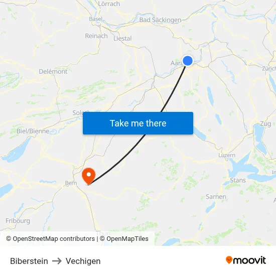Biberstein to Vechigen map